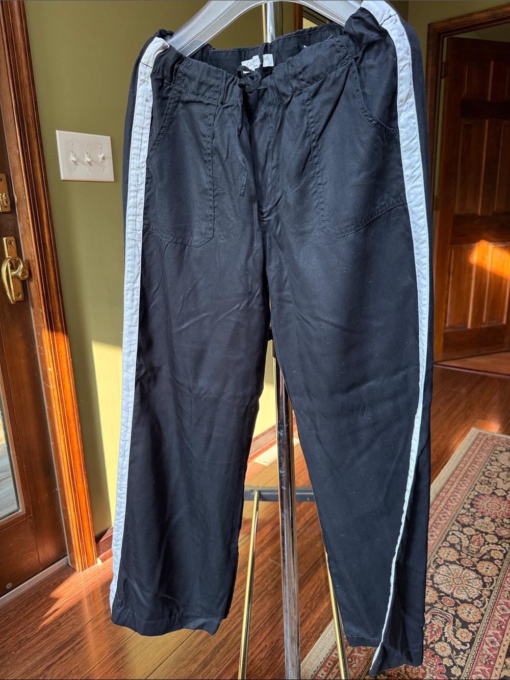 Coldwater Creek Black Joggers with White Side Stripes